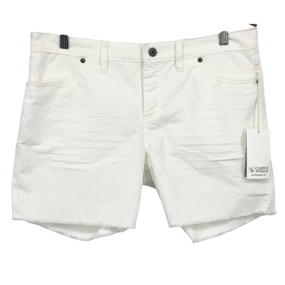 Carve Designs Oahu Women White Cloud Cotton Shorts Size 10 Raw Hem Corduroy New - Picture 1 of 6